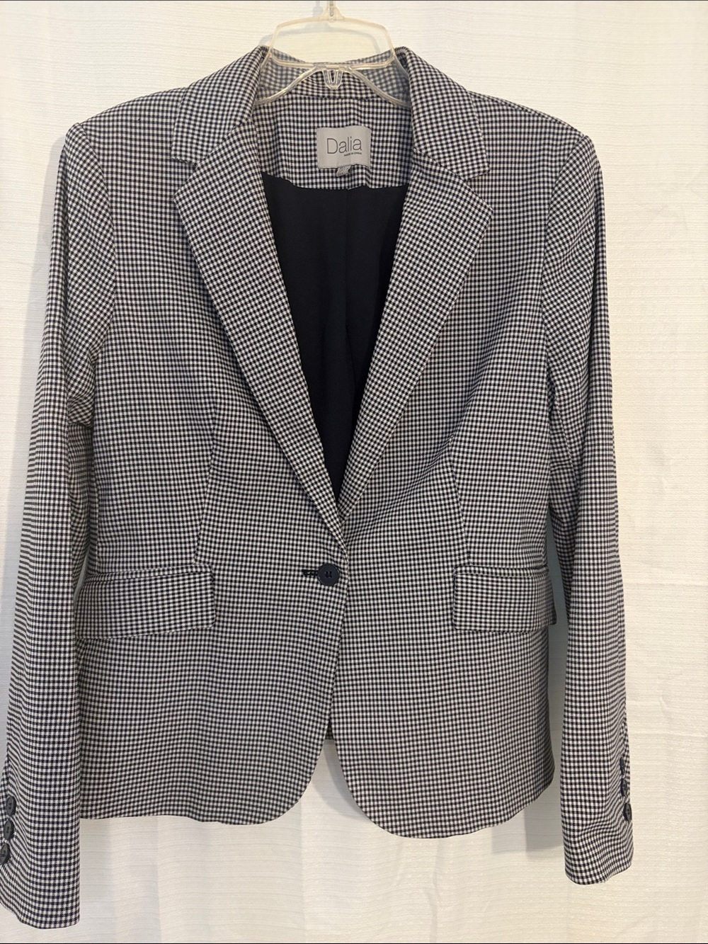Dalia Black & White Houndstooth Blazer - Women's Single-Button Tailored Jacket
